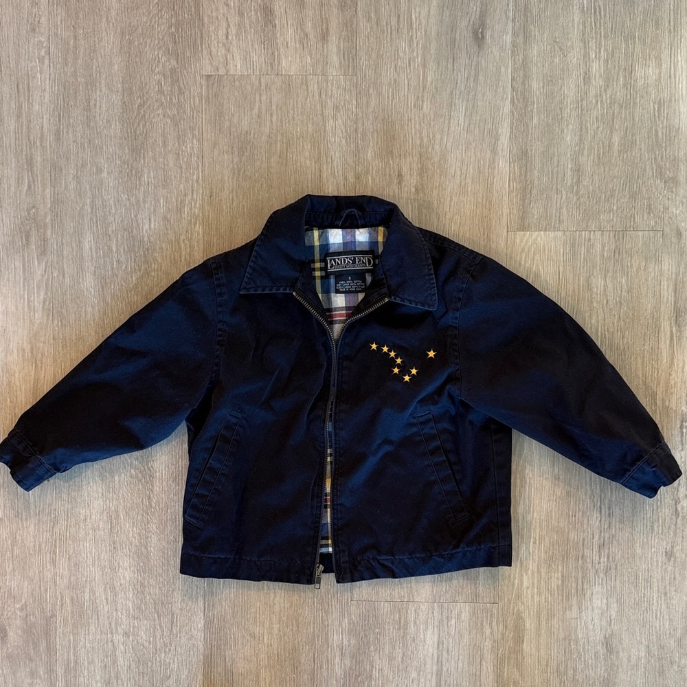 Vintage Lands End Navy Plaid Coat Big Dipper